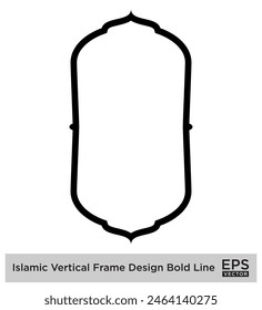 Islamischer Vertikaler Rahmen Design Bold Line Umriss Linearer schwarzer Strich Silhouetten Design Piktogramm Symbol visuelle Illustration