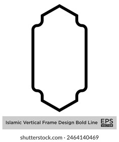 Diseño de marco de Vertical islámica Bold Line Outline Linear Black Stroke siluetas Diseño pictograma símbolo ilustración visual