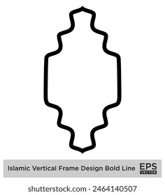 Diseño de marco de Vertical islámica Bold Line Outline Linear Black Stroke siluetas Diseño pictograma símbolo ilustración visual