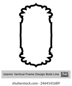 Diseño de marco de Vertical islámica Bold Line Outline Linear Black Stroke siluetas Diseño pictograma símbolo ilustración visual