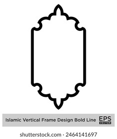 Diseño de marco de Vertical islámica Bold Line Outline Linear Black Stroke siluetas Diseño pictograma símbolo ilustración visual