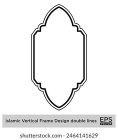 Islamic Vertical Frame Design double lines Outline Linear Black Stroke silhouettes Design pictogram symbol visual illustration