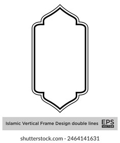 Diseño de marco de Vertical islámica líneas dobles Contorno Lineal Negro Trazo siluetas Diseño pictograma símbolo ilustración visual