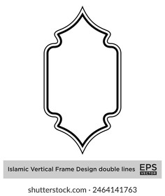 Diseño de marco de Vertical islámica líneas dobles Contorno Lineal Negro Trazo siluetas Diseño pictograma símbolo ilustración visual