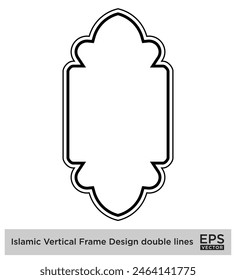 Islamic Vertical Frame Design double lines Outline Linear Black Stroke silhouettes Design pictogram symbol visual illustration