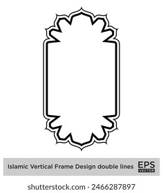 Diseño de marco de Vertical islámica líneas dobles Contorno Lineal Negro Trazo siluetas Diseño pictograma símbolo ilustración visual