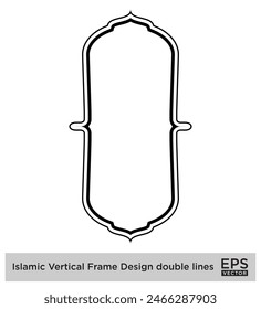 Islamic Vertical Frame Design double lines Outline Linear Black Stroke silhouettes Design pictogram symbol visual illustration