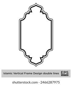 Islamic Vertical Frame Design double lines Outline Linear Black Stroke silhouettes Design pictogram symbol visual illustration