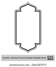 Diseño de marco de Vertical islámica líneas dobles Contorno Lineal Negro Trazo siluetas Diseño pictograma símbolo ilustración visual