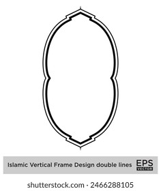 Islamic Vertical Frame Design double lines Outline Linear Black Stroke silhouettes Design pictogram symbol visual illustration