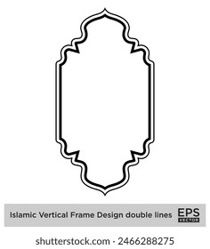 Islamic Vertical Frame Design double lines Outline Linear Black Stroke silhouettes Design pictogram symbol visual illustration