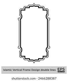 Islamic Vertical Frame Design double lines Outline Linear Black Stroke silhouettes Design pictogram symbol visual illustration