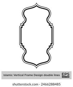 Islamic Vertical Frame Design double lines Outline Linear Black Stroke silhouettes Design pictogram symbol visual illustration