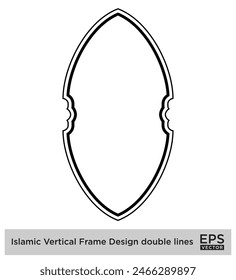 Islamic Vertical Frame Design double lines Outline Linear Black Stroke silhouettes Design pictogram symbol visual illustration
