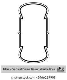 Islamic Vertical Frame Design double lines Outline Linear Black Stroke silhouettes Design pictogram symbol visual illustration