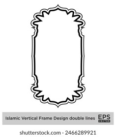 Islamic Vertical Frame Design double lines Outline Linear Black Stroke silhouettes Design pictogram symbol visual illustration