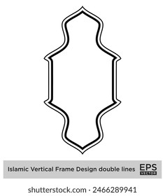 Islamic Vertical Frame Design double lines Outline Linear Black Stroke silhouettes Design pictogram symbol visual illustration