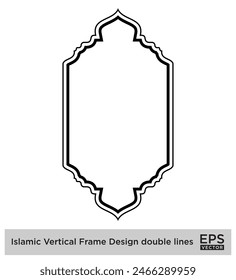 Islamic Vertical Frame Design double lines Outline Linear Black Stroke silhouettes Design pictogram symbol visual illustration