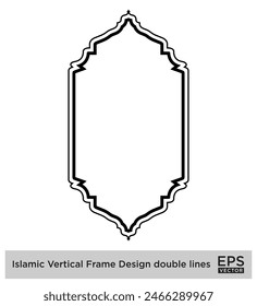 Diseño de marco de Vertical islámica líneas dobles Contorno Lineal Negro Trazo siluetas Diseño pictograma símbolo ilustración visual