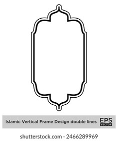 Diseño de marco de Vertical islámica líneas dobles Contorno Lineal Negro Trazo siluetas Diseño pictograma símbolo ilustración visual