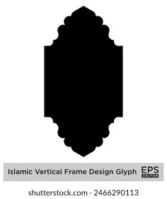 Diseño de marco de Vertical islámica Glifo Negro Siluetas llenas Diseño pictograma símbolo ilustración visual