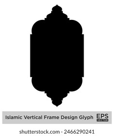 Diseño de marco de Vertical islámica Glifo Negro Siluetas llenas Diseño pictograma símbolo ilustración visual