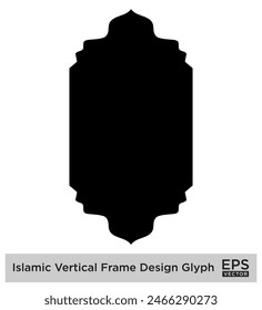 Diseño de marco de Vertical islámica Glifo Negro Siluetas llenas Diseño pictograma símbolo ilustración visual