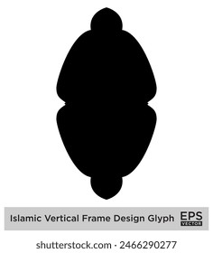 Islamischer Vertikaler Rahmen Design Glyphe Schwarz Gefüllte Silhouetten Design Piktogramm Symbol visuelle Illustration