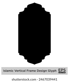 Diseño de marco de Vertical islámica Glifo Negro Siluetas llenas Diseño pictograma símbolo ilustración visual