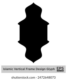 Diseño de marco de Vertical islámica Glifo Negro Siluetas llenas Diseño pictograma símbolo ilustración visual
