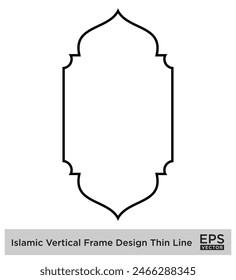Diseño de marco de Vertical islámica Línea delgada Siluetas de trazo negro Diseño pictograma símbolo ilustración visual
