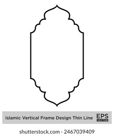 Islamic Vertical Frame Design Thin Line Black stroke silhouettes Design pictogram symbol visual illustration