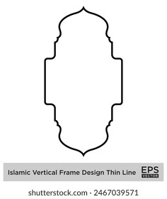 Islamic Vertical Frame Design Thin Line Black stroke silhouettes Design pictogram symbol visual illustration