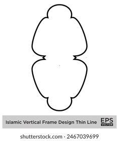 Islamic Vertical Frame Design Thin Line Black stroke silhouettes Design pictogram symbol visual illustration
