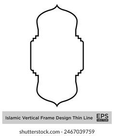 Islamic Vertical Frame Design Thin Line Black stroke silhouettes Design pictogram symbol visual illustration