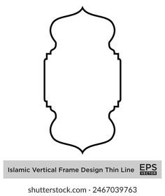 Islamic Vertical Frame Design Thin Line Black stroke silhouettes Design pictogram symbol visual illustration