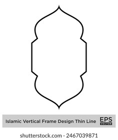 Islamic Vertical Frame Design Thin Line Black stroke silhouettes Design pictogram symbol visual illustration