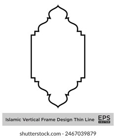 Islamic Vertical Frame Design Thin Line Black stroke silhouettes Design pictogram symbol visual illustration