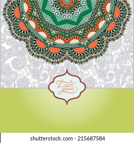 islamic vintage floral pattern, template frame for greeting card or wedding invitation in east style with place for your text, vector illustration