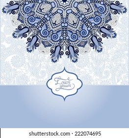 islamic vintage floral pattern, template frame for greeting card or wedding invitation in east style with place for your text, vector illustration