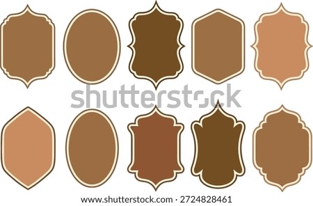 Islamic Vintage Frame Set - Arabic Style Labels and Borders in Earthy Tones for Ramadan and Eid Vector