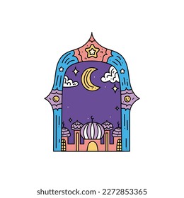 icono islámico vintage Ramadán y Eid islámico