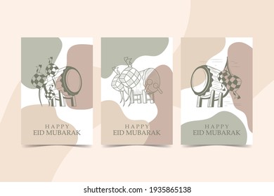 Islamic Wall Art, hand drawn islamic line icon with abstract shape Earth Tone color