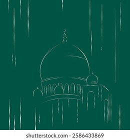 islamic wallpaper. Vector illustration of a mosque on a green background.