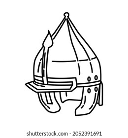 Islamic War History Helmet Part of Muslim historical objects Hand Drawn Icon Set Vector.