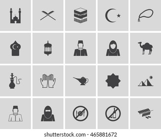 Islamic website icons set vector