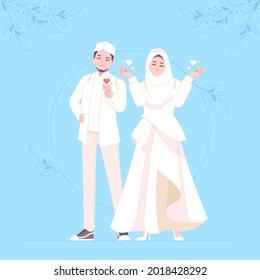 islamic wedding character template vector