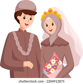 Islamic Wedding Couple Character Design Illustration