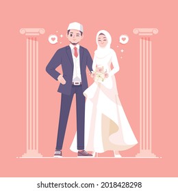 Islamic Wedding Couple Character Illustration