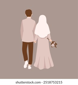 Islamic Wedding Couple Vector Illustration